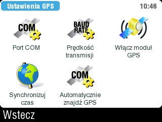 9 Ustawienia GPS 1) Port COM ustaw port COM w zależności od konfiguracji urządzenia. Wybór portu COM zależy od urządzenia, a nie programu do nawigacji.