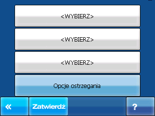 2.4.3.1 Ostrzeganie Określ kategorie obiektów, o których program będzie ostrzegał za pomocą komunikatów głosowych i graficznych, wybierając żądane z list.