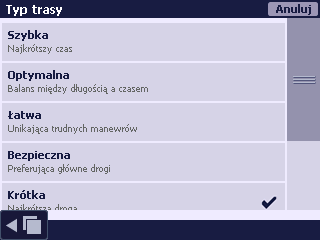 Wyznaczanie trasy cz.3 Kolejność punktów trasy można zmienić w menu Trasa w opcji Informacje na ekranie Punkty trasy.