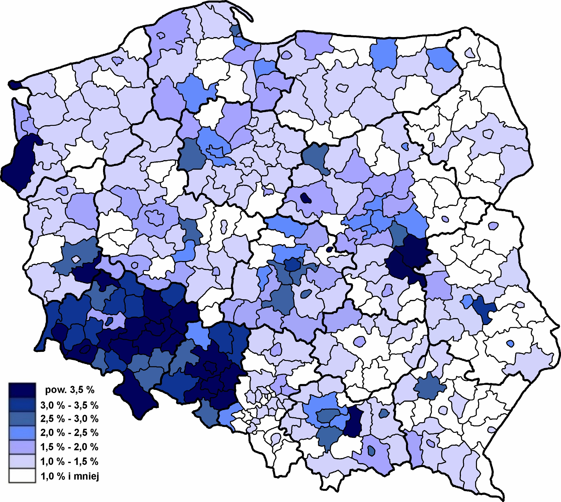 Po wnikliwszej analizie okazuje się, że w stosunkowo wysokich wynikach wyborczych UPR w niektórych powiatach ogromny udział mają kandydaci z dalszych miejsc na listach, zamieszkali na danych