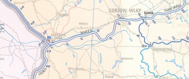 Ujściowy dolny odcinek rzek Warty i Noteci. Odra Kostrzyn n. Odrą Gorzów WLKP.
