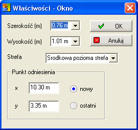 Wstawianie okna Zasada postępowania przy wstawianiu okien jest taka sama, jak dla drzwi. W menedżerze symboli wybieramy 'Okno (lewy punkt wstawienia)' przez dwukrotne kliknięcie myszką.