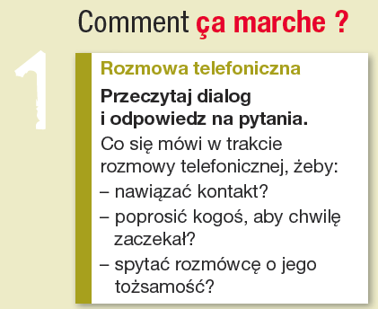 Po sprawdzeniu zrozumienia dialogu przez uczniów, wskazana jest konceptualizacja gatunku interakcyjnego, jakim jest rozmowa przez telefon.