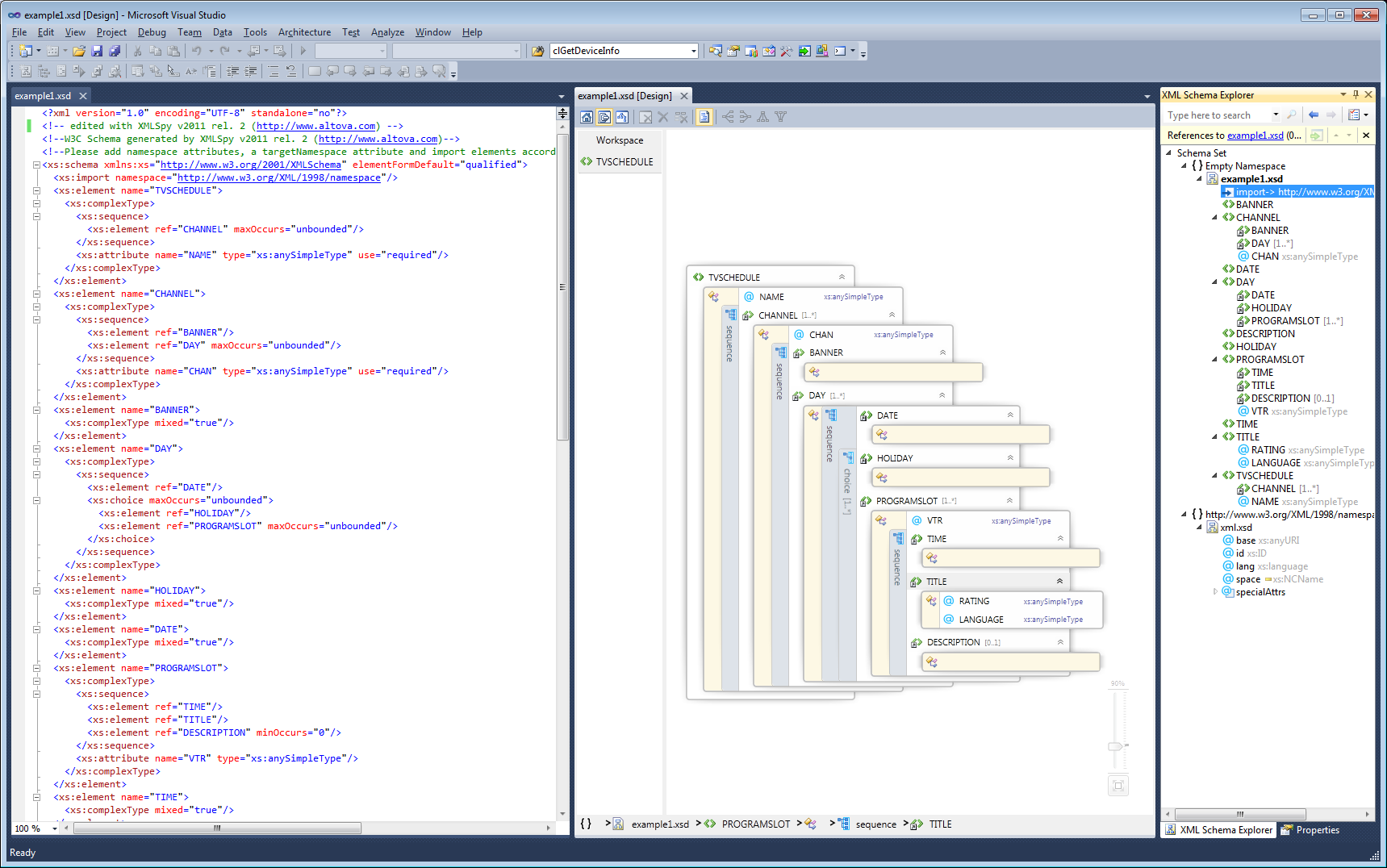 XML Schema 3/3 <xs:element name="programslot"> <xs:complextype> <xs:sequence> <xs:element ref="time"/> <xs:element ref="title"/> <xs:element ref="description" minoccurs="0"/> </xs:sequence>