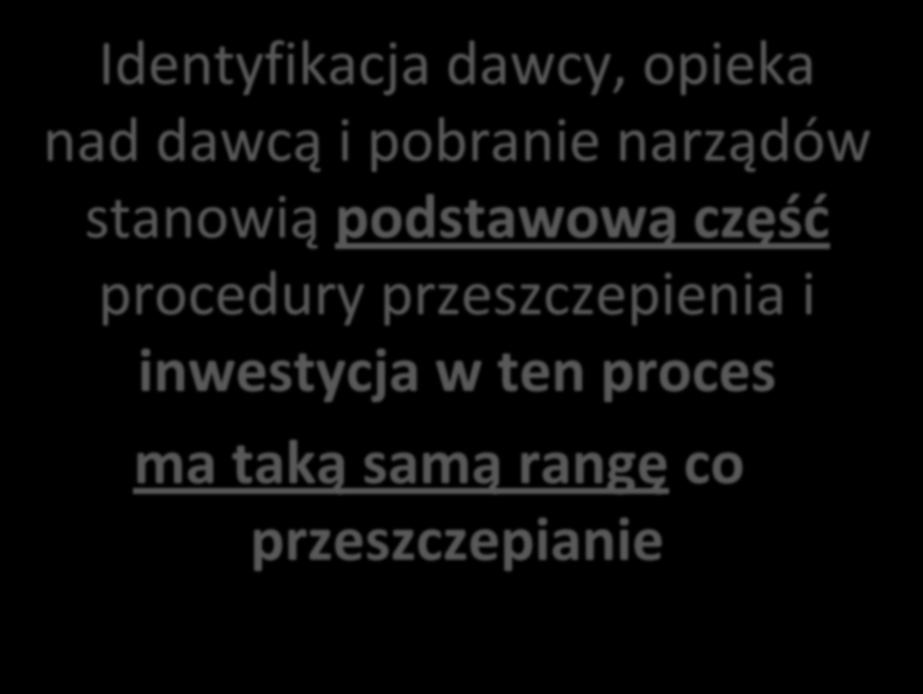 Identyfikacja dawcy, opieka nad dawcą i pobranie narządów stanowią podstawową częśd