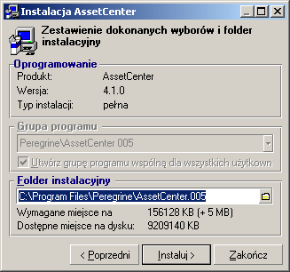 Instalacja 5 Gdy pojawi się następne okno: 1 podaj folder instalacyjny dostępny w trybie do odczytu dla wszystkich klientów 2 Kliknij przycisk Instaluj.