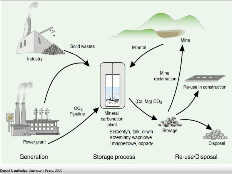 Do wiązania CO 2 mogą byd stosowane minerały naturalne: serpentynit, oliwin, talk