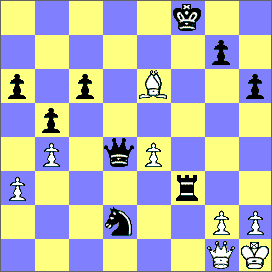 49.Obrona Nimzowitscha [E51] Mistrzostwa świata kobiet, Moskwa 1949 1950 Heemskerk (Holandia) Karff (USA) 1.d4 Sf6 2.c4 e6 3.Sc3 Gb4 4.e3 d5 5.Gd2 0 0 6.Sf3 Sc6 7.Gd3 dc4 8.Gc4 a6 9.0 0 b5 10.