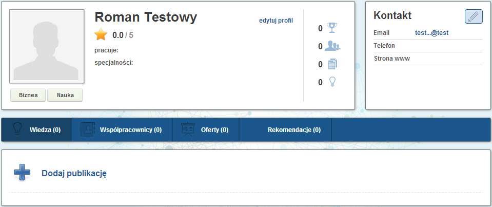 Rys. 26. Panel kontaktowy w systemowym profilu użytkownika 2.3.