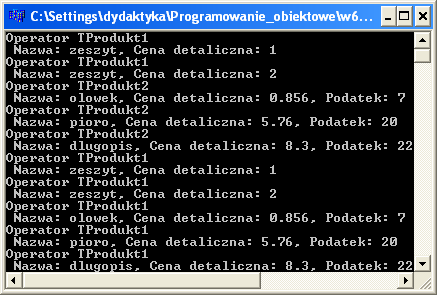 1 operator << z klasy TProdukt1 2 operator<< z klasy TProdukt2 1 - operator<< z klasytprodukt1.