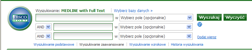 Aby wyszukać artykuły na interesujący nas temat, należy wpisać hasło przedmiotowe w języku angielskim.