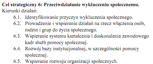 Wybrane cele strategiczne i kierunki działao SPS woj.