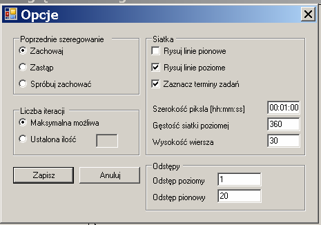 panelu prawym będą wyświetlane informacje na temat wykorzystania konkretnych maszyn.