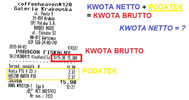 KWOTA NETTO, wartość