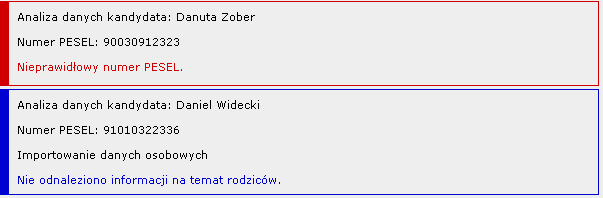 Etapy prac Pełny raport o wysyłce zawiera szczegółowe informacje o statusie przetwarzania wszystkich danych znajdujących się w wysyłanym pliku.