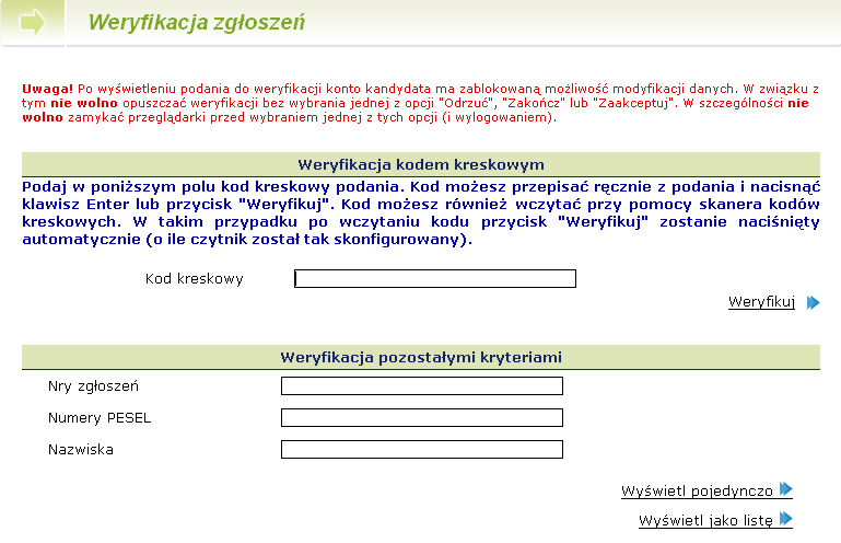 Etap III weryfikacja zgłoszeń sprawdzeniu formy dokumentu czy dokument jest wydrukiem pochodzącym z systemu sprawdzeniu kompletności dokumentu czy zawiera wszystkie strony sprawdzeniu, czy jest on