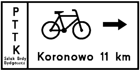 Dziennik Ustaw 3 Poz. 891 Rys. 8.2.1. Znak R-1 Rys. 8.2.2. Znak R-1a Rys. 8.2.3. Znak R-1b Znak R-3 wskazuje odległość do głównych miejscowości położonych przy szlaku rowerowym.