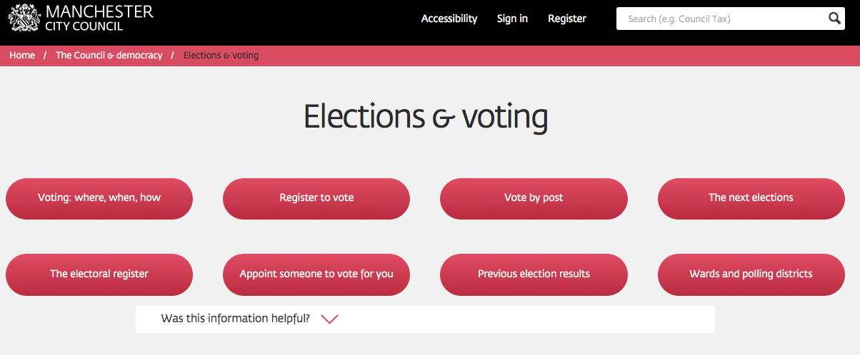 R. A.P.O.R.T Ponadto istnieje możliwość zadawania pytań dotyczących zasad głosowania i innych procedur wyborczych. Źródło: http://www.manchester.gov.uk/elections.