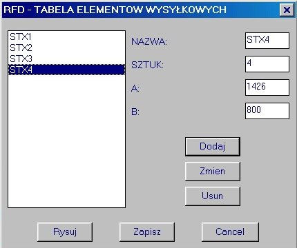 114 AutoCAD. Konstrukcje Budowlane W tym celu wpisujemy w polu NAZWA nazwę (unikalną!) elementu. W polu SZTUK deklarujemy liczbę sztuk tego elementu a w polach A i B jego wymiary.