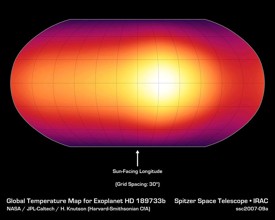 ATMOSFERY PLANET: HD 189733B Gorący punkt (hot spot) jest położony około 30