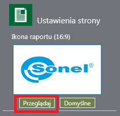 Aby zmienić logo należy wcisnąć przycisk Przeglądaj znajdujący się pod domyślnym logiem. Otwarte zostanie okno wyboru nowego logo.