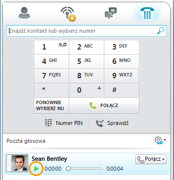 Sprawdzanie połączeń nieodebranych i wiadomości głosowych Przy pomocy aplikacji Lync 2010 możesz: Sprawdzić, czy masz nieodebrane połączenia i wiadomości głosowe. Odsłuchać wiadomości poczty głosowej.