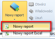 Nowy raport Excel - ten typ raportu pozwala na przechowywanie w bazie definicji arkusza Microsoft Excel (pliki XLS) i udostępnianie jego zawartości pozostałym użytkownikom.