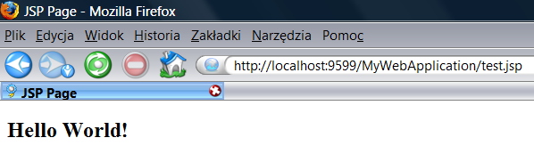 b) Podaj nazwę nowego pliku we wskazanym na poniższym rysunku miejscu i kliknij Finish. Nazwa nowego pliku. Koocówka.JSP jest dodawana automatycznie.