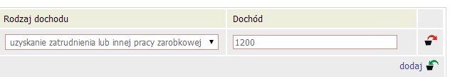 Ekran 3e uzyskanie dochodu w sytuacji, gdy ktoś z rodziny np.