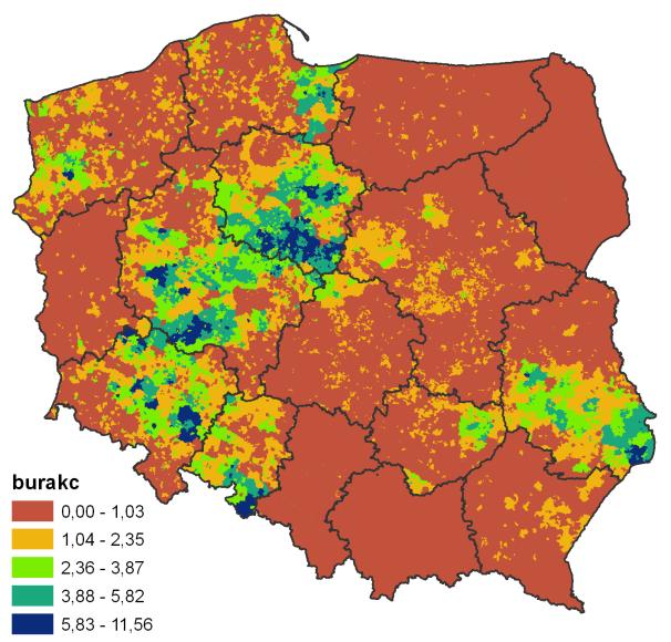 Rozmieszczenie upraw których nawadnianie jest opłacalne