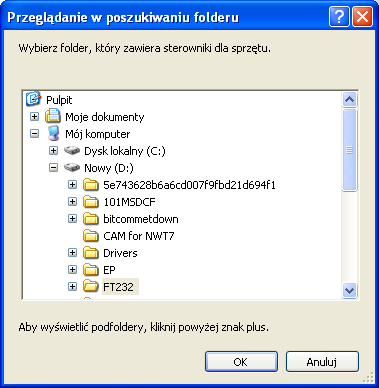 Instalacja sterowników portu USB - FT232RL System Windows, w momencie podłączenia urządzenia do portu USB, próbuje go rozpoznać i zainstalować.