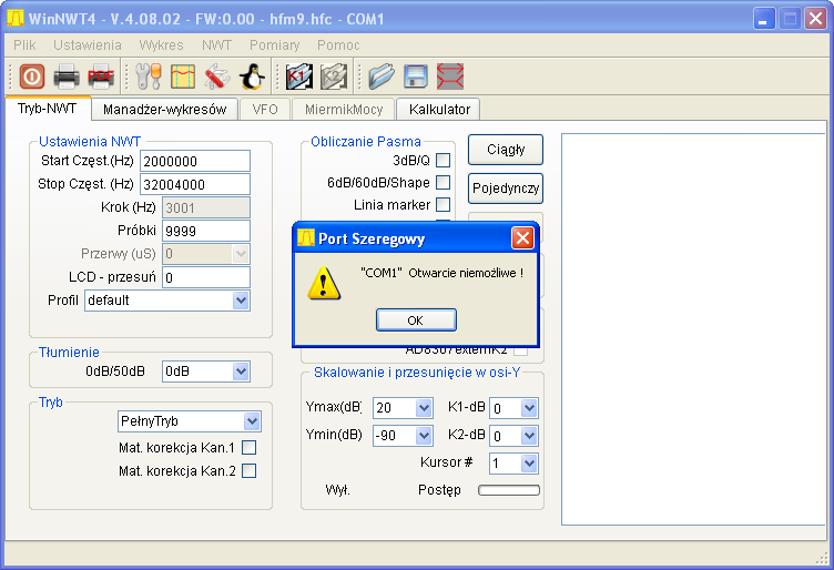 Konfiguracja i kalibracja NWT-7 oraz mostka SWR Opis dotyczy wersji v4.10 programu WinNWT4 z zainstalowaną nakładką w języku polskim.