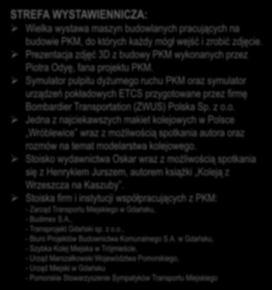 Symulator pulpitu dyżurnego ruchu PKM oraz symulator urządzeń pokładowych ETCS przygotowane przez firmę Bombardier Transportation (ZWUS) Polska Sp. z o.o. Jedna z najciekawszych makiet kolejowych w Polsce Wróblewice wraz z możliwością spotkania autora oraz rozmów na temat modelarstwa kolejowego.