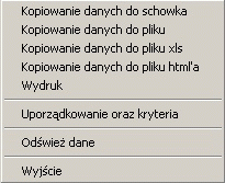 Informacje ogólne Uruchom MS Excel /IExplorer zaznaczenie tej opcji powoduje automatyczne uruchamianie programów Ms Excel lub IExplorer w przypadku zapisu danych do pliku xls lub html.