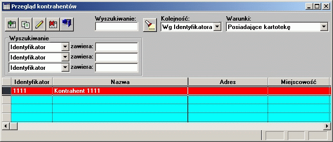 Kartoteki Opis kolumn: Identyfikator unikalny identyfikator kontrahenta, generowany automatycznie przy dopisywaniu klienta do katalogu.