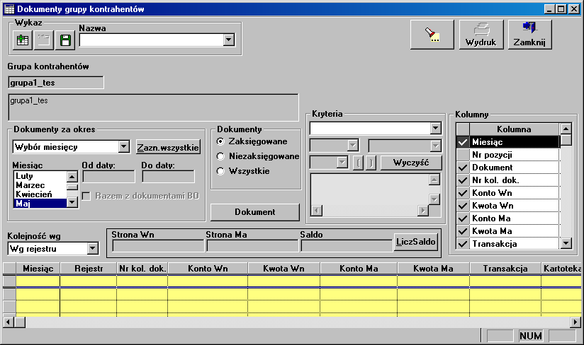 Kartoteki 5.1.9.2 Stan_grupy_miesiecznie Funkcja ta pozwala wyświetlić stan grupy kartotek w rozbiciu na poszczególne miesiące.