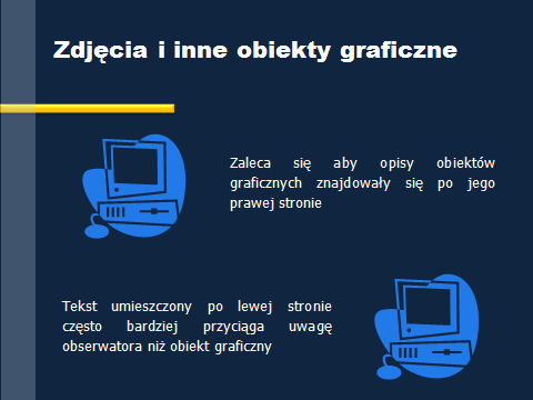 Strona46 Grafika (szablon) Wygląd prezentacji musi być spójny. Dobrze żeby posiadał elementy wspólne np.