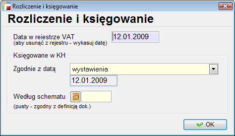 Przycisk dane księgowe dla dokumentów działa w następujący sposób: Jeżeli użytkownik posiada oba moduły księgowe(kh i KPR), jeżeli w administracji włączymy KPR, pojawiający się formularz będzie