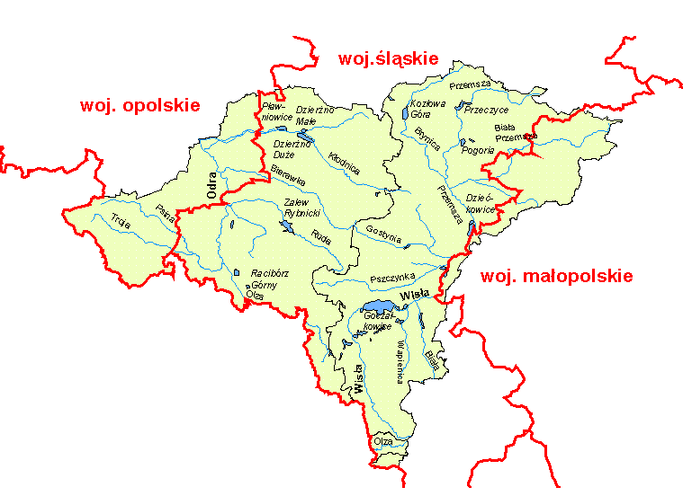 Rysunek 6 Mapa zasięgu działania RZGW w Gliwicach Źródł: www.rzgwgliwice.