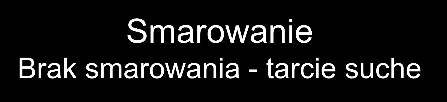 Smarowanie Brak smarowania - tarcie suche Części współpracują bez środka