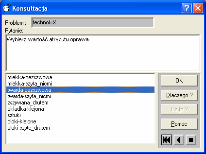 2.4. Opracowanie systemu ekspertowego wspomagającego decyzje 172 c) Przykładowa konsultacja w projektowanym modelu systemu ekspertowego Ekran powitalny systemu ekspertowego.