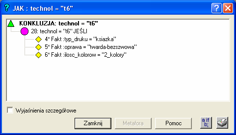 2.4. Opracowanie systemu ekspertowego wspomagającego decyzje 173 Po wyborze oprawy następuje pytanie o ilość kolorów. Użytkownik systemu zaznacza pozycję 2 kolory. Wybór koloru kończy konsultację.