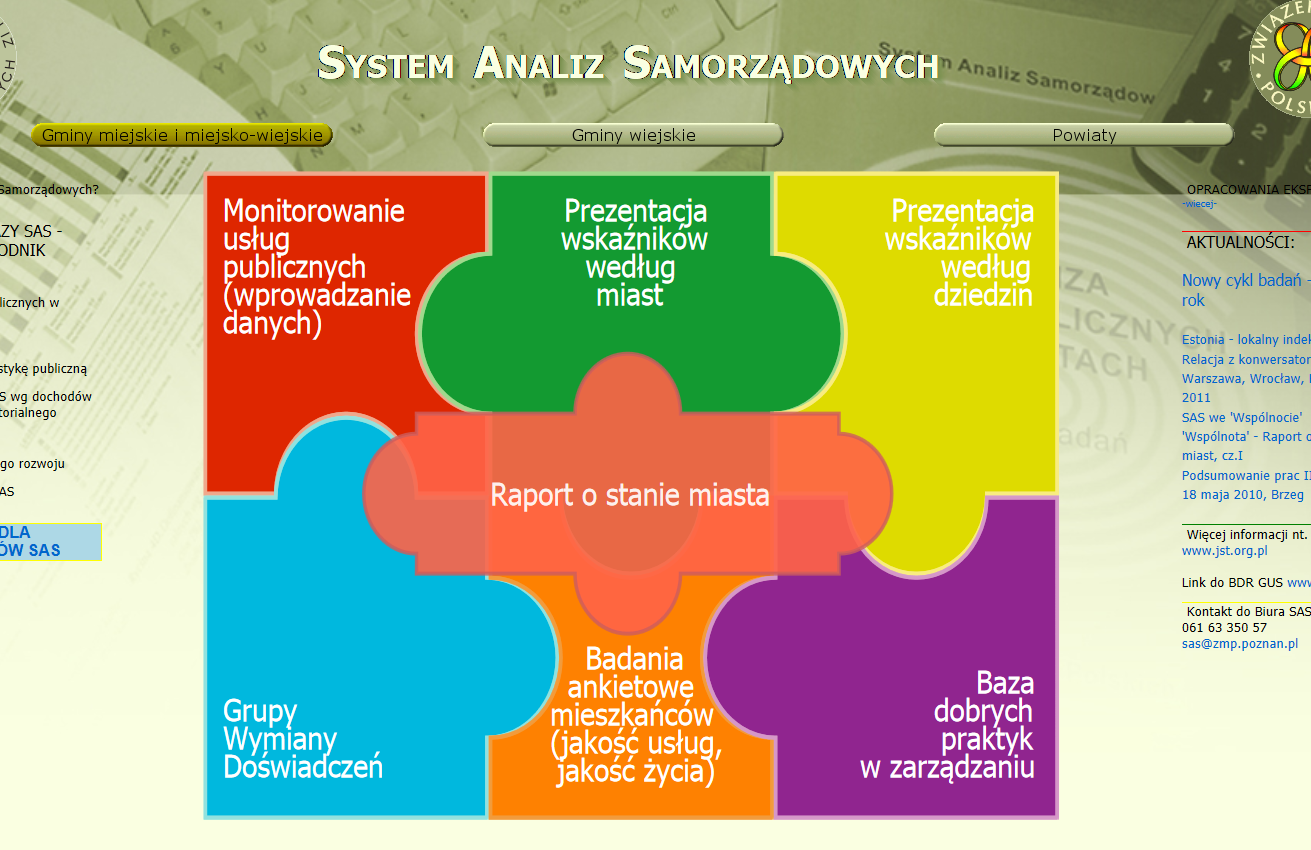 Praktyczny przewodnik - Jak korzystac z bazy SAS? Wchodząc na stronę internetową Systemu Analiz Samorządowych (bezpośrednio www.sas.zmp.poznan.