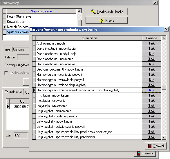 w tym miejscu wprowadzamy login użytkownika i hasło dostępu. Po zapisaniu danych program poprosi o powtórzenie hasła w celu jego weryfikacji.