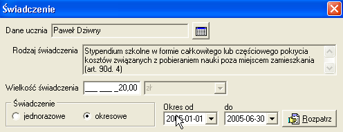 Jeżeli użytkownik wskaże wysokość kwoty świadczenia jaką chce przyznać, program zaakceptuje taką sytuację, pod warunkiem, że mieści się ona w widełkach ustawowych.