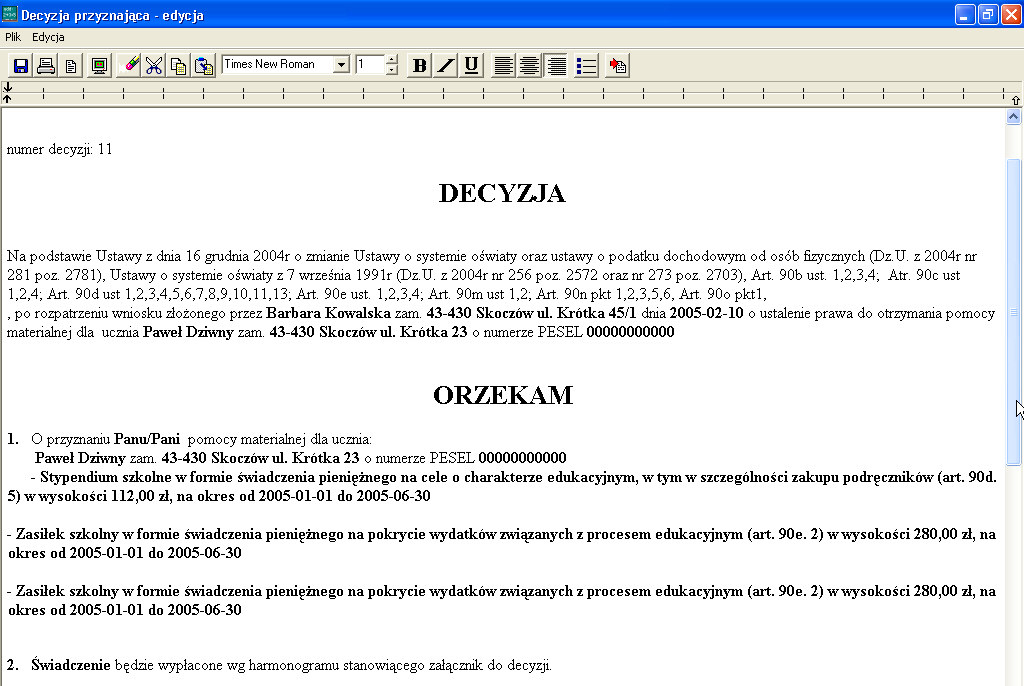 Jeżeli mamy już założone zdarzenie i utworzony automatycznie harmonogram wypłat możemy przejść do wydruku