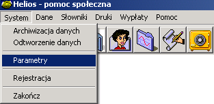b) Parametry programu W celu ustawienia parametrów pracy programu wybieramy pozycję SYSTEM, a następnie PARAMETRY.