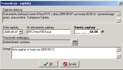 Na ekranie pojawi się okno, w którym pojawi się lista wszystkich dokumentów wprowadzonych przez użytkownika jako realizacja świadczeń niepieniężnych.