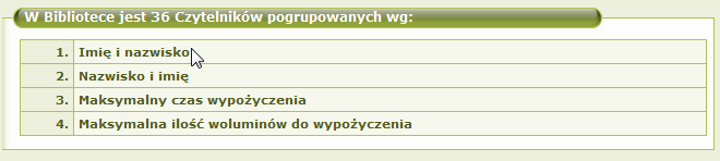 - liczba rezerwacji - liczba zamówień Gdy zamówienie zostanie zaakceptowane przez bibliotekarza, wtedy automatycznie przechodzi na listę rezerwacji.