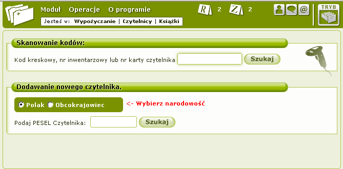 DODAWANIE NOWEGO CZYTELNIKA Wybieramy Operację o nazwie Dodaj czytelnika: Przed dodaniem nowego czytelnika należy